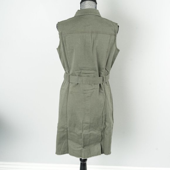 NWT Style and Co Olive Drab Belted Shirt Dress - Petite large - Picture 5 of 6